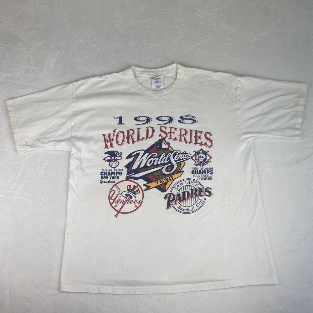 Vintage 1998 World Series New York vs San Diego Padres Shirt Mens XL White MLB